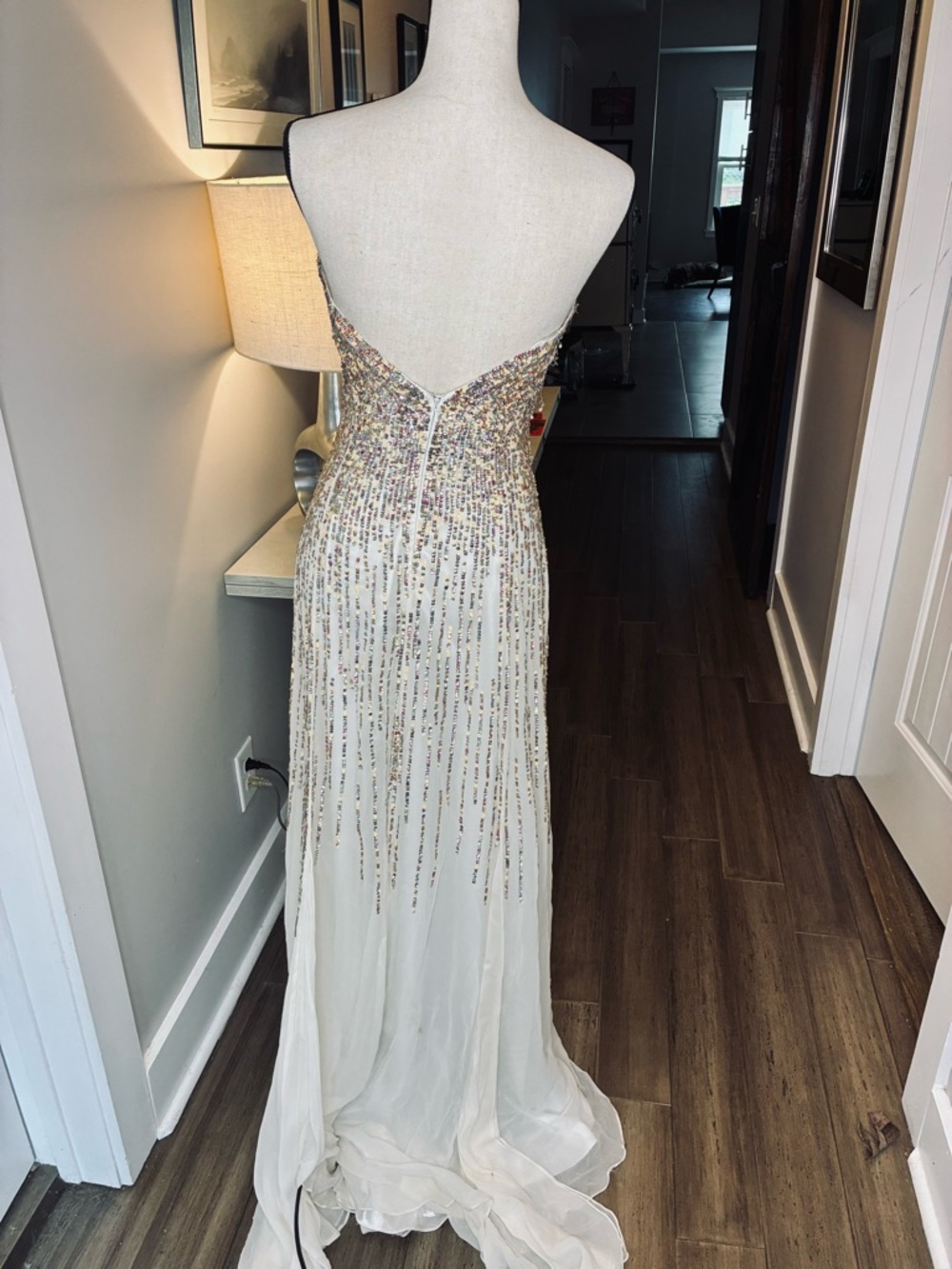 Terani Couture Ivory Beaded Strapless Gown - Picture 8 of 12